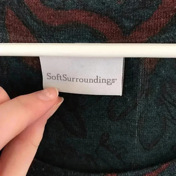 Soft Surroundings teal/rust flowy sweater tunic long sleeve asymmetrical hem K28 - Picture 4 of 4